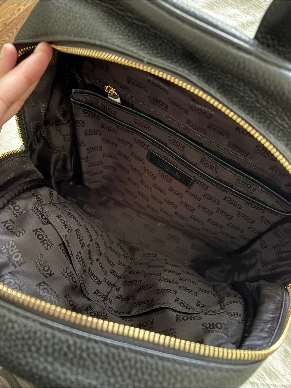 Michael Kors Black Backpack with Gold Hardware